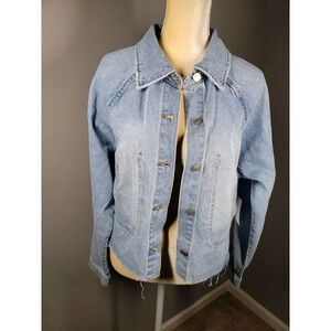 B.P. Women's Cut Off Denim Jacket Size L.